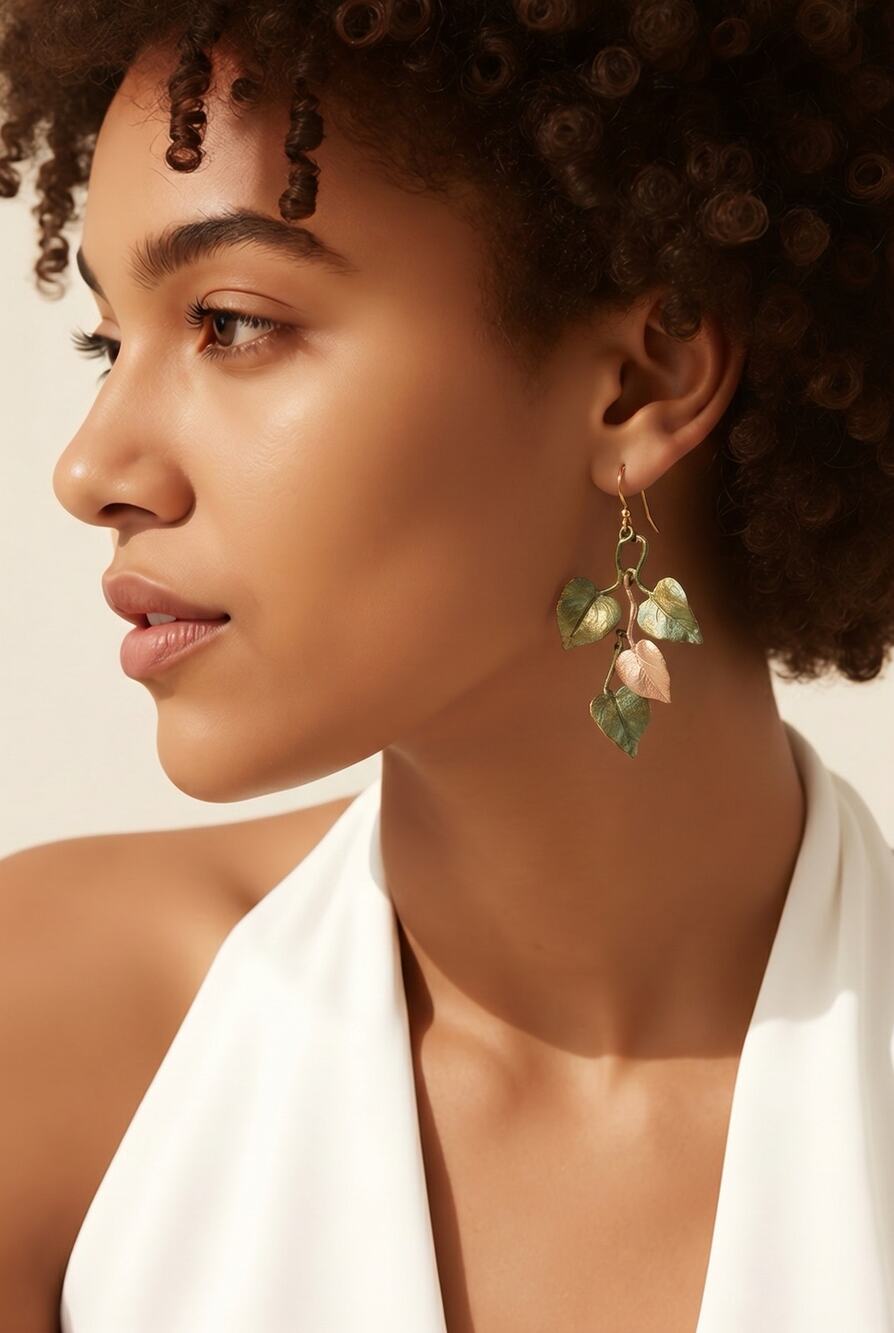 Michael Michaud Sweet Potato Vine Dangle Earrings